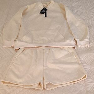 Women's Cream Athletic Shorts Set